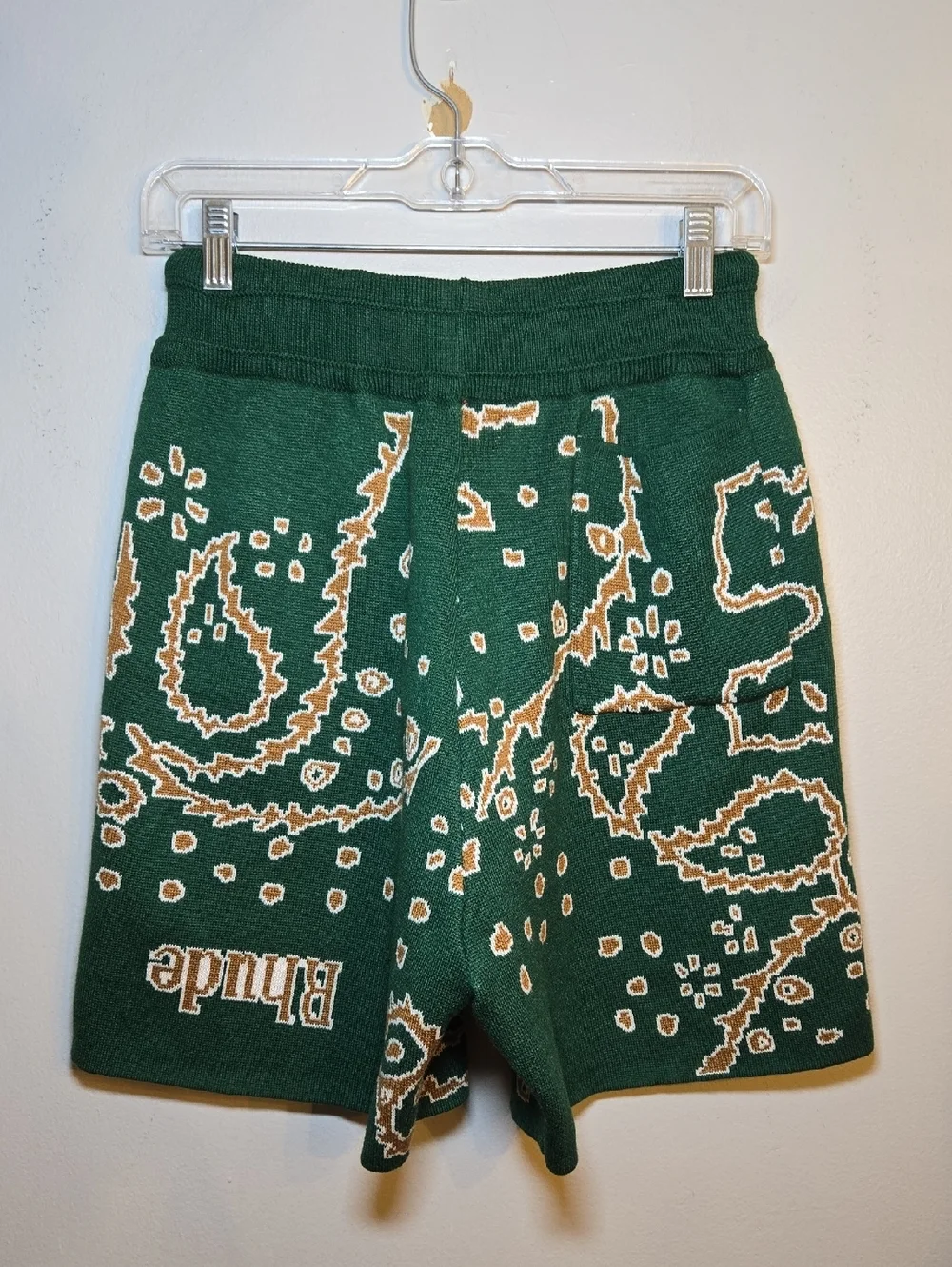 Rhude Knit Bandamana Supima Cotton Pocket Drawstring Waist Mens Shorts NWT